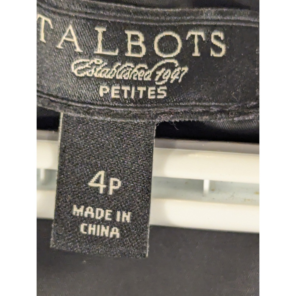 Talbots Petites Black Cotton Silk Checkerboard Sheath Dress‎ 4P Sleeveless LBD - Picture 5 of 6